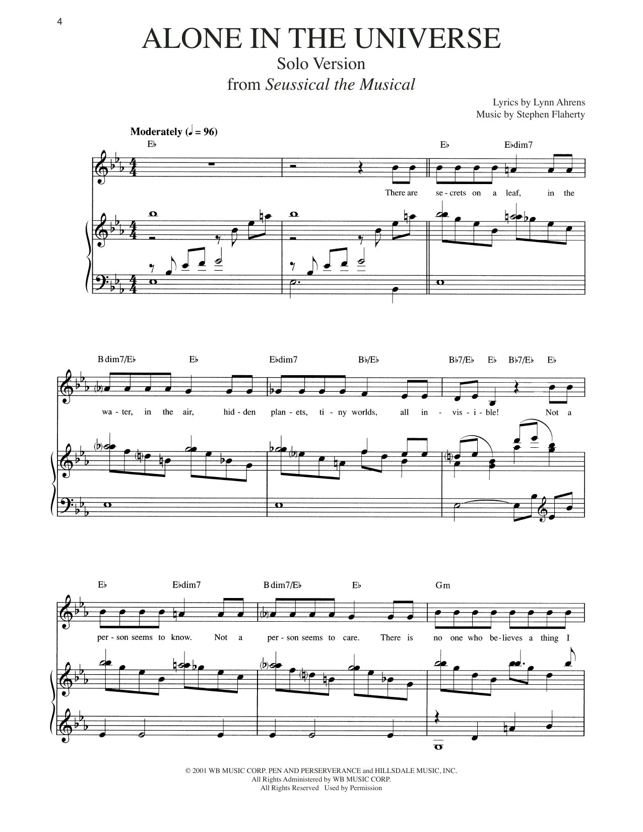 Download Lynn Ahrens and Stephen Flaherty Alone In The Universe [Solo version] (f Sheet Music