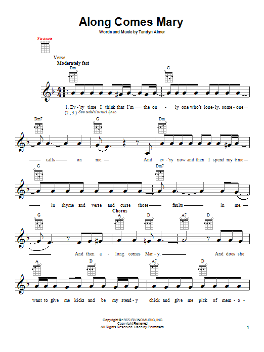 Download The Association Along Comes Mary Sheet Music