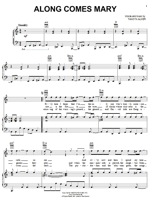 Download The Association Along Comes Mary Sheet Music