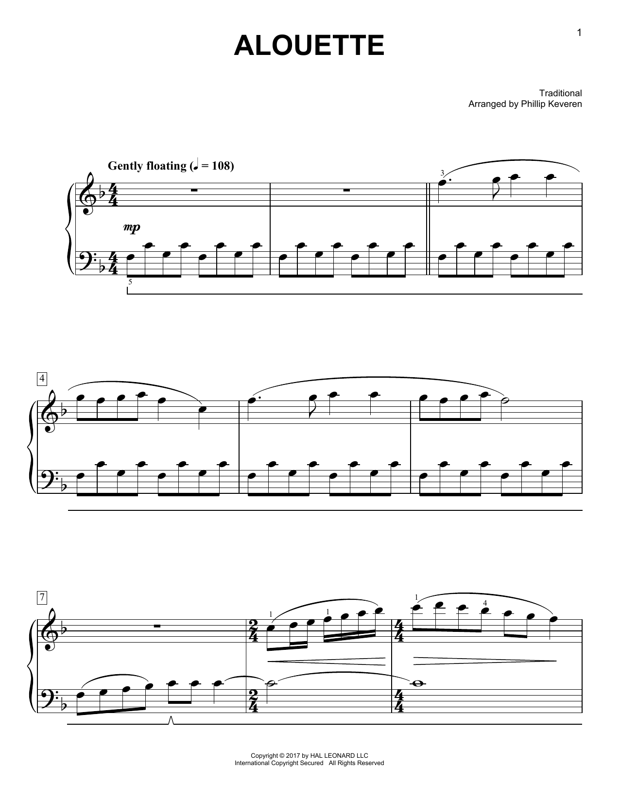 Download Traditional Alouette [Classical version] (arr. Phil Sheet Music