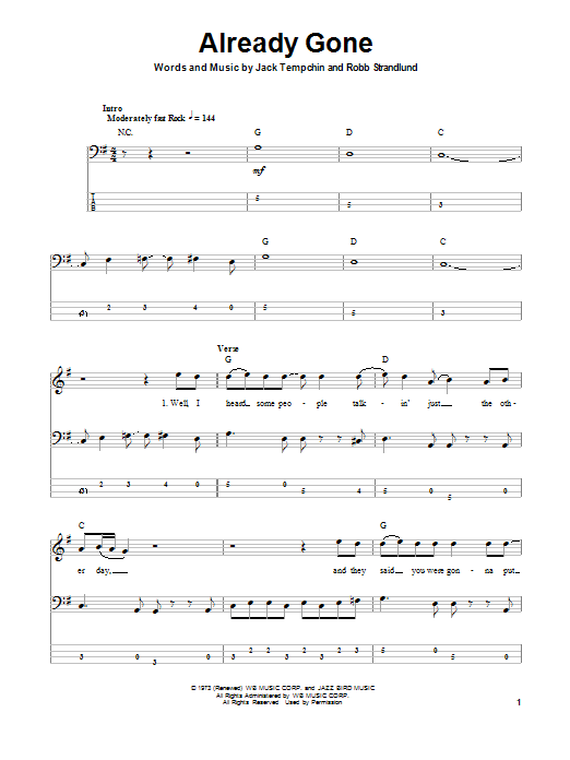 Download Eagles Already Gone Sheet Music