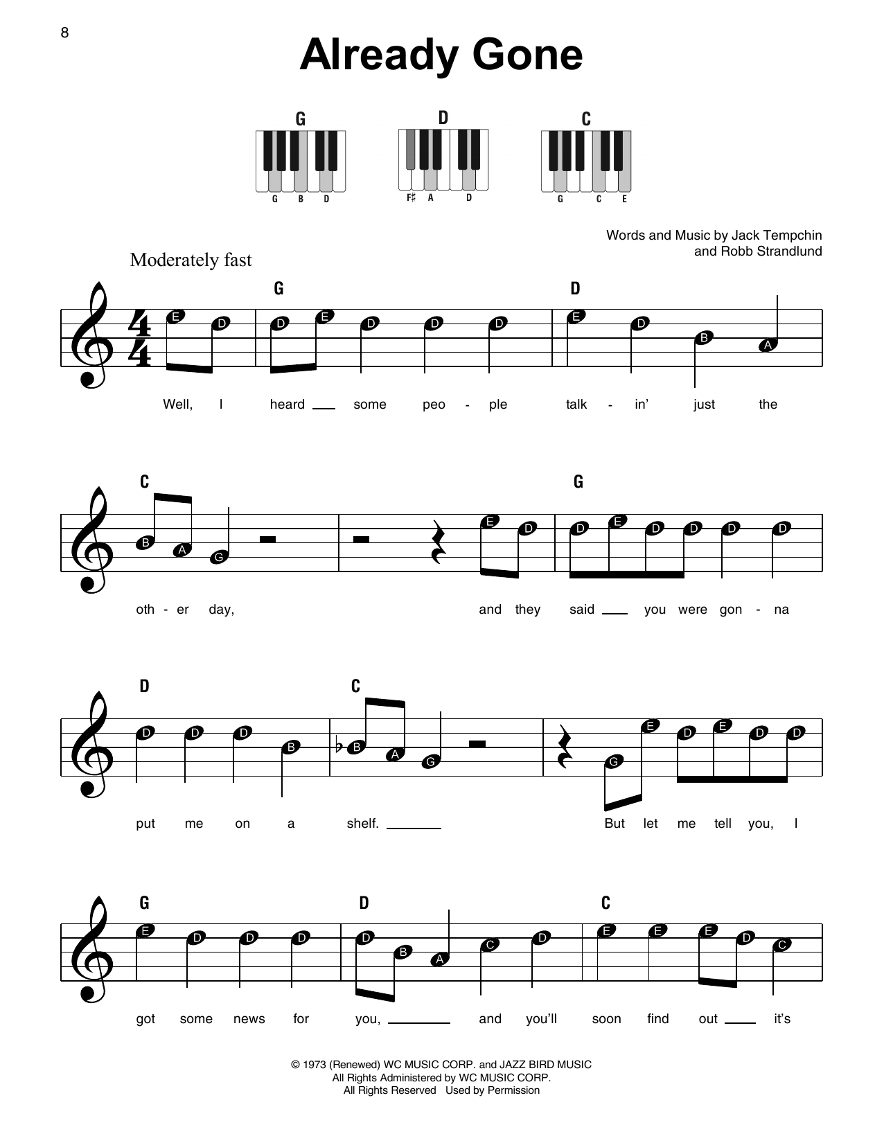 Download The Eagles Already Gone Sheet Music