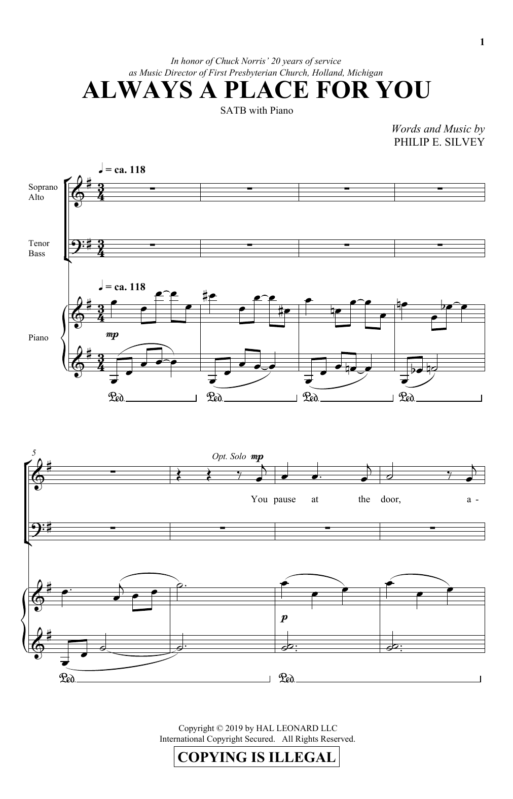 Download Philip Silvey Always A Place For You Sheet Music