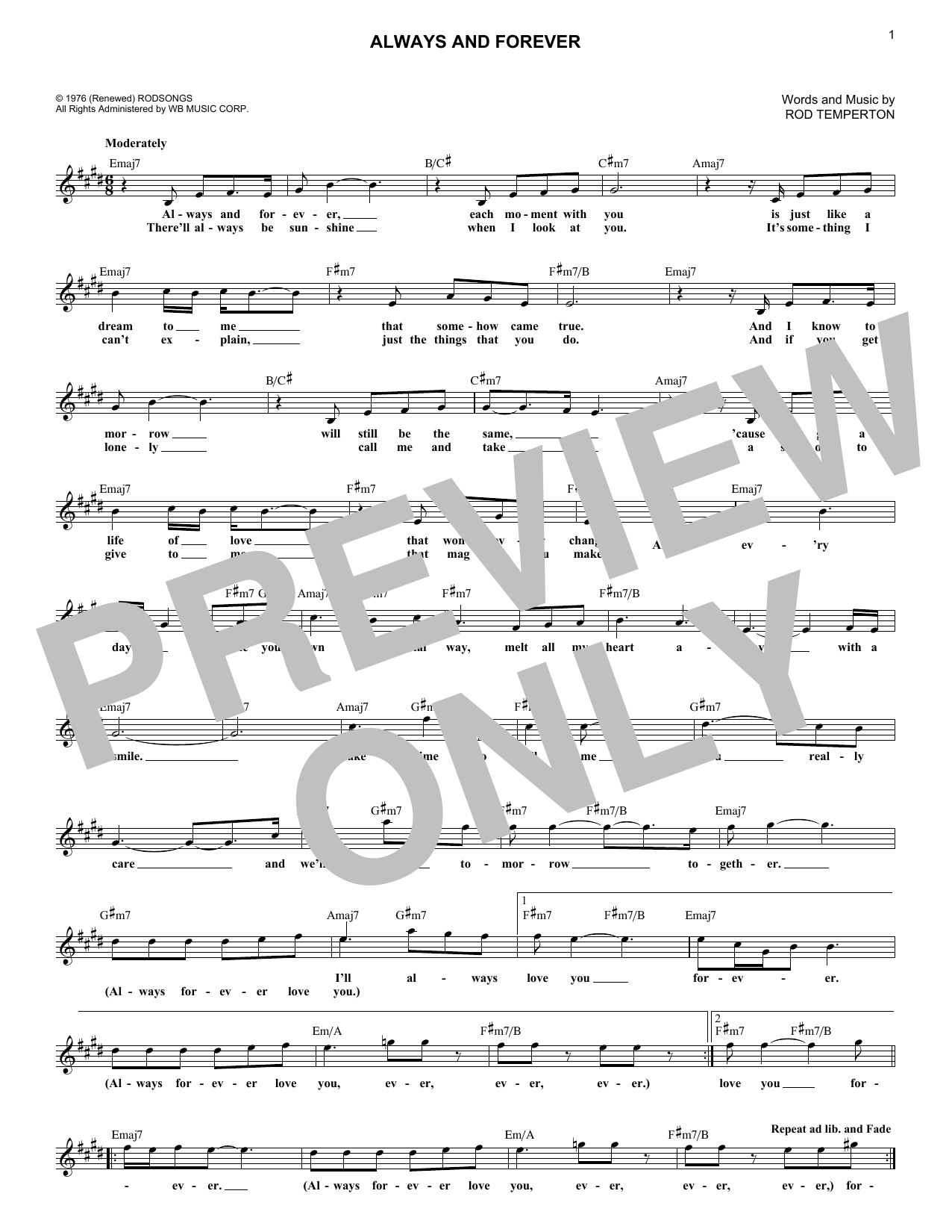 Download Heatwave Always And Forever Sheet Music