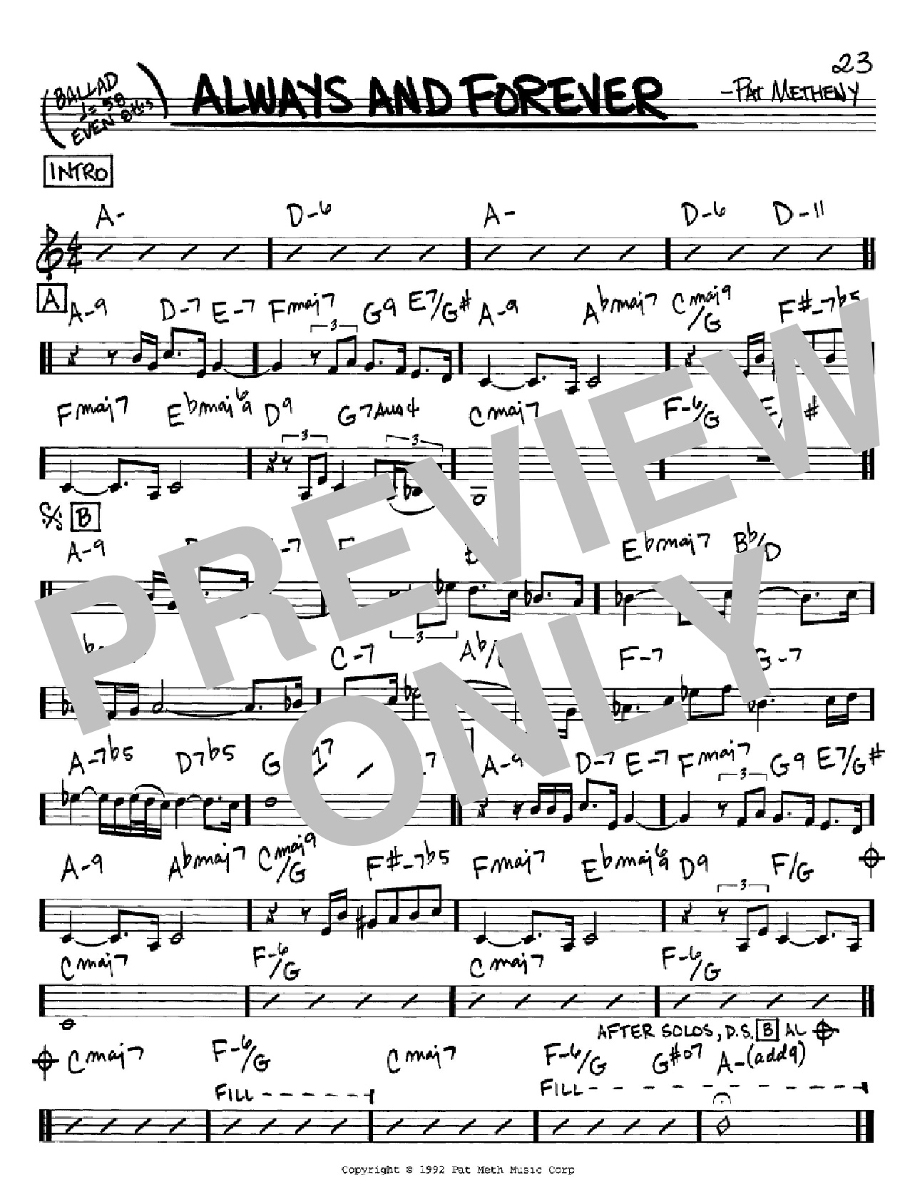 Download Pat Metheny Always And Forever Sheet Music