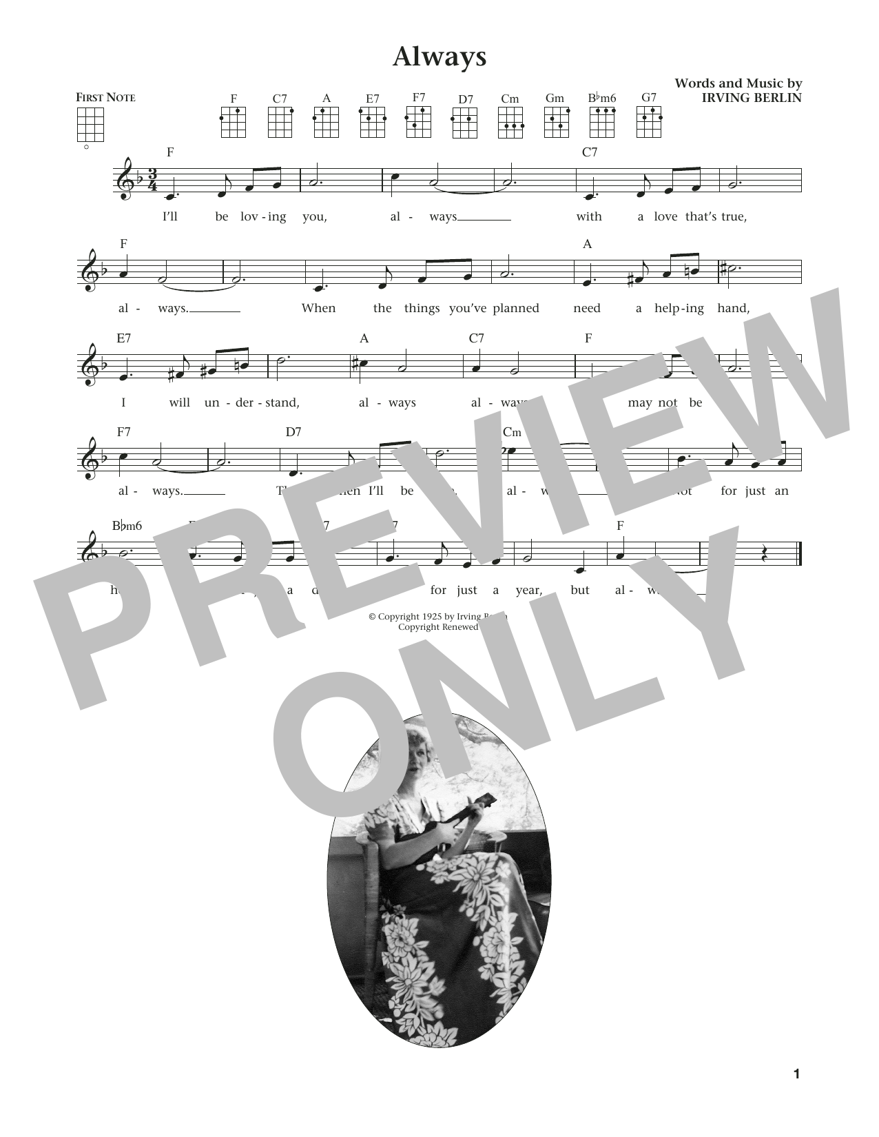 Download Irving Berlin Always (from The Daily Ukulele) (arr. L Sheet Music
