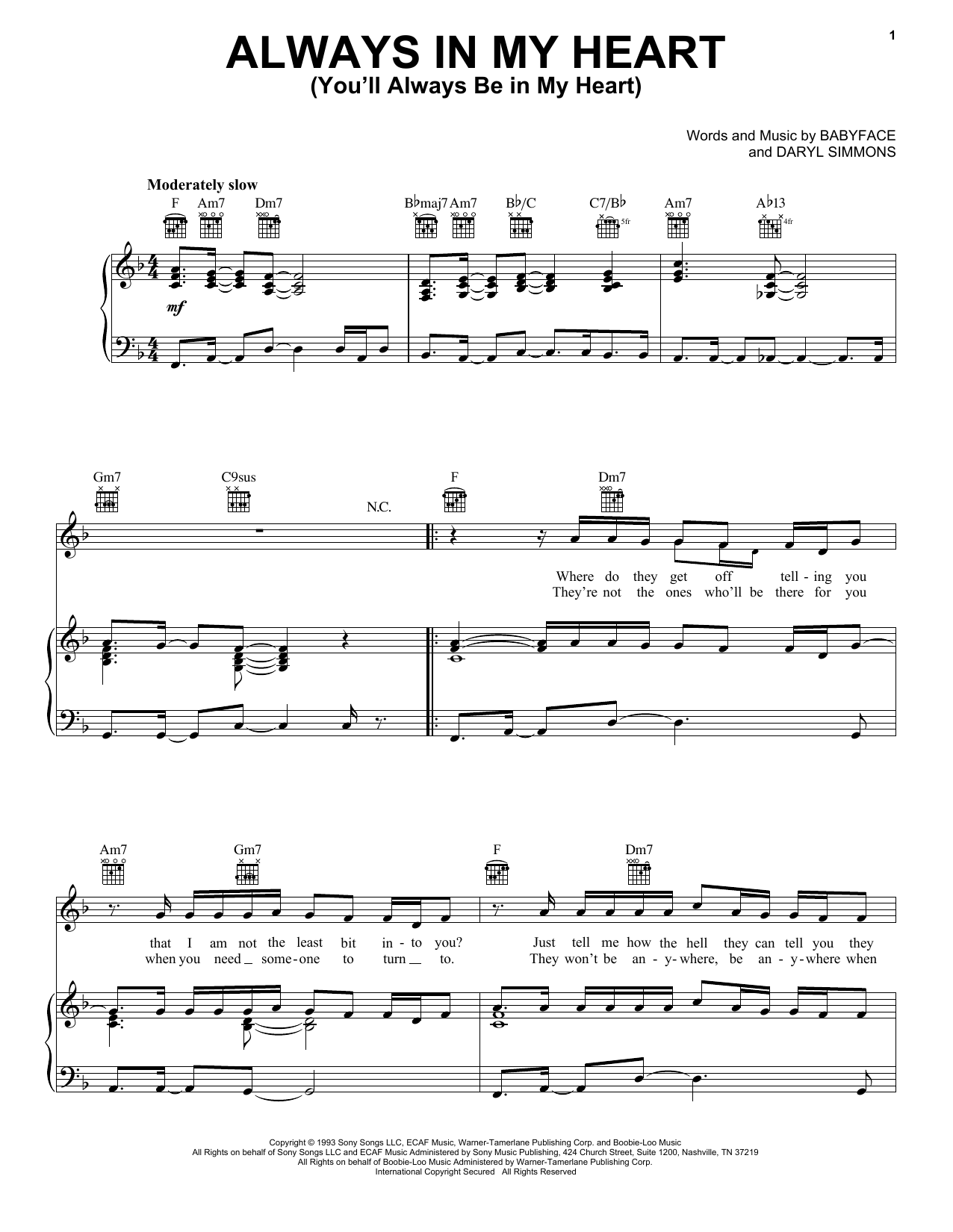 Download Tevin Campbell Always In My Heart (You'll Always Be In Sheet Music