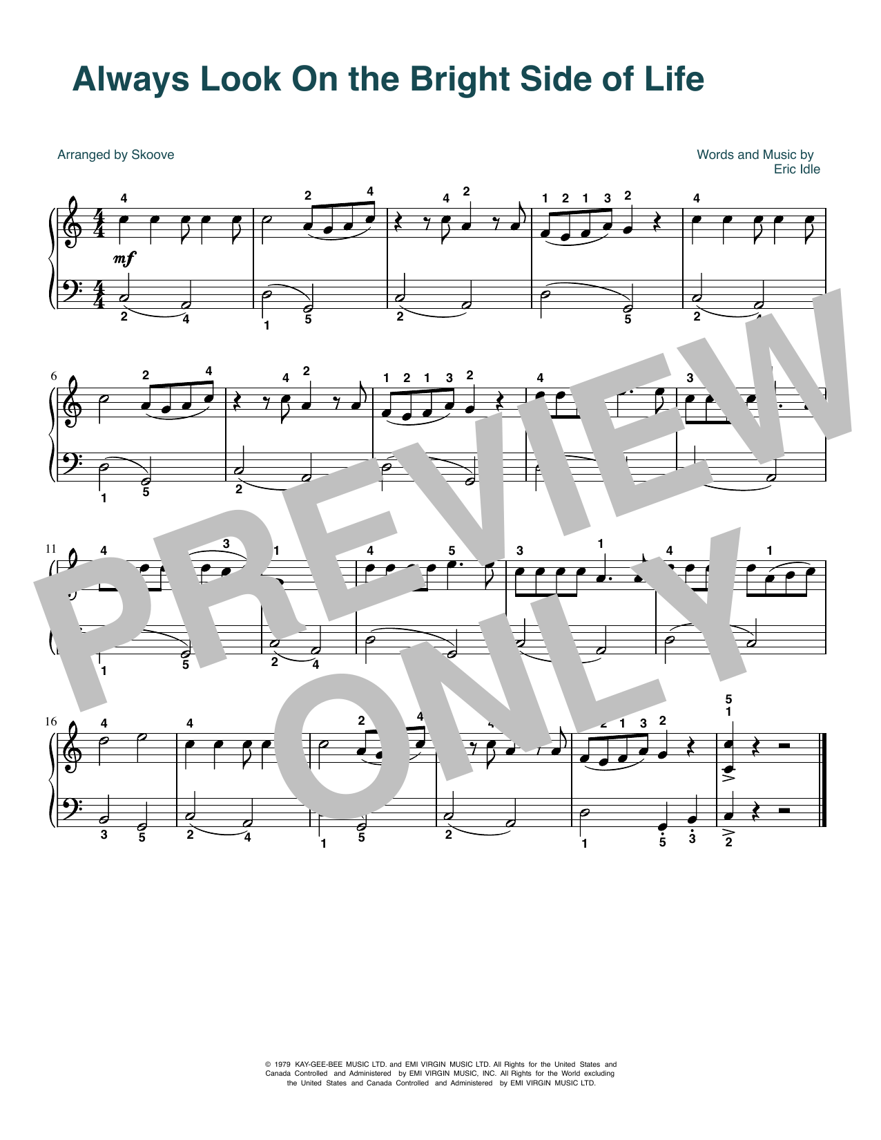 Download Monty Python Always Look On The Bright Side Of Life Sheet Music