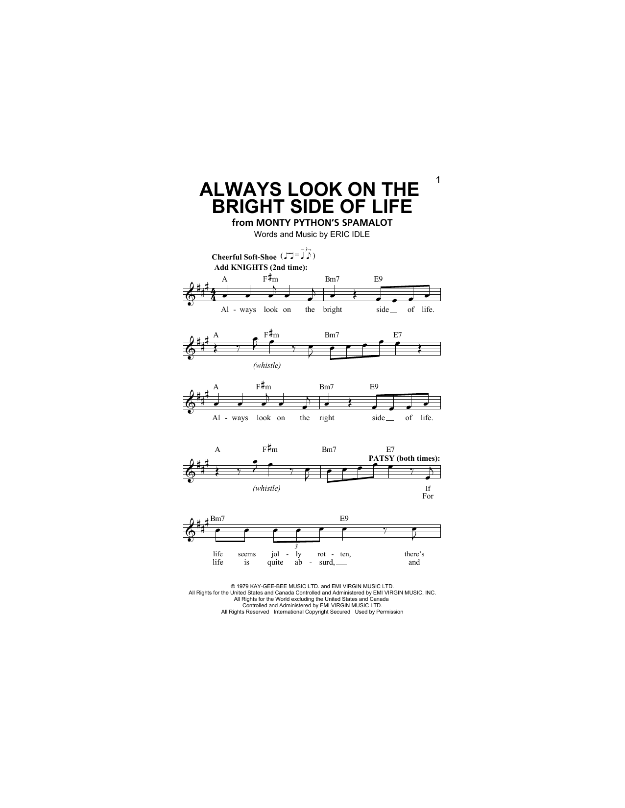 Download Eric Idle Always Look On The Bright Side Of Life Sheet Music