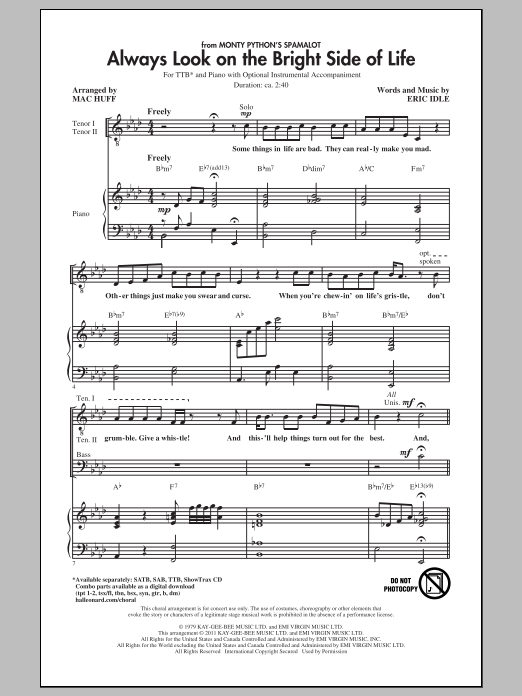 Download Mac Huff Always Look On The Bright Side Of Life Sheet Music