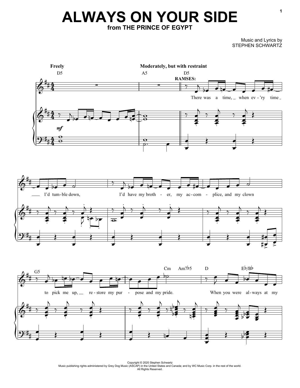 Download Stephen Schwartz Always On Your Side (from The Prince Of Sheet Music