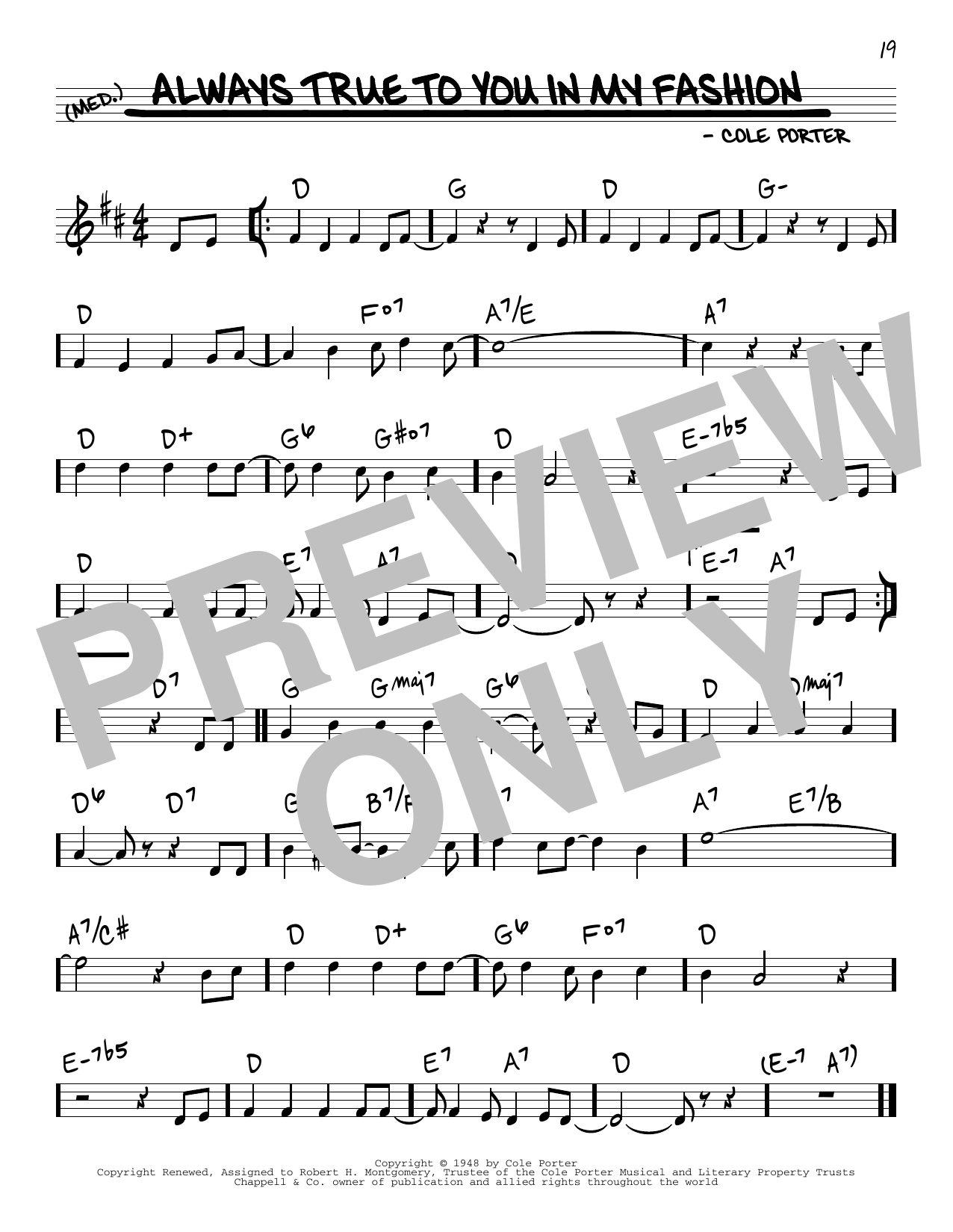 Download Cole Porter Always True To You In My Fashion Sheet Music