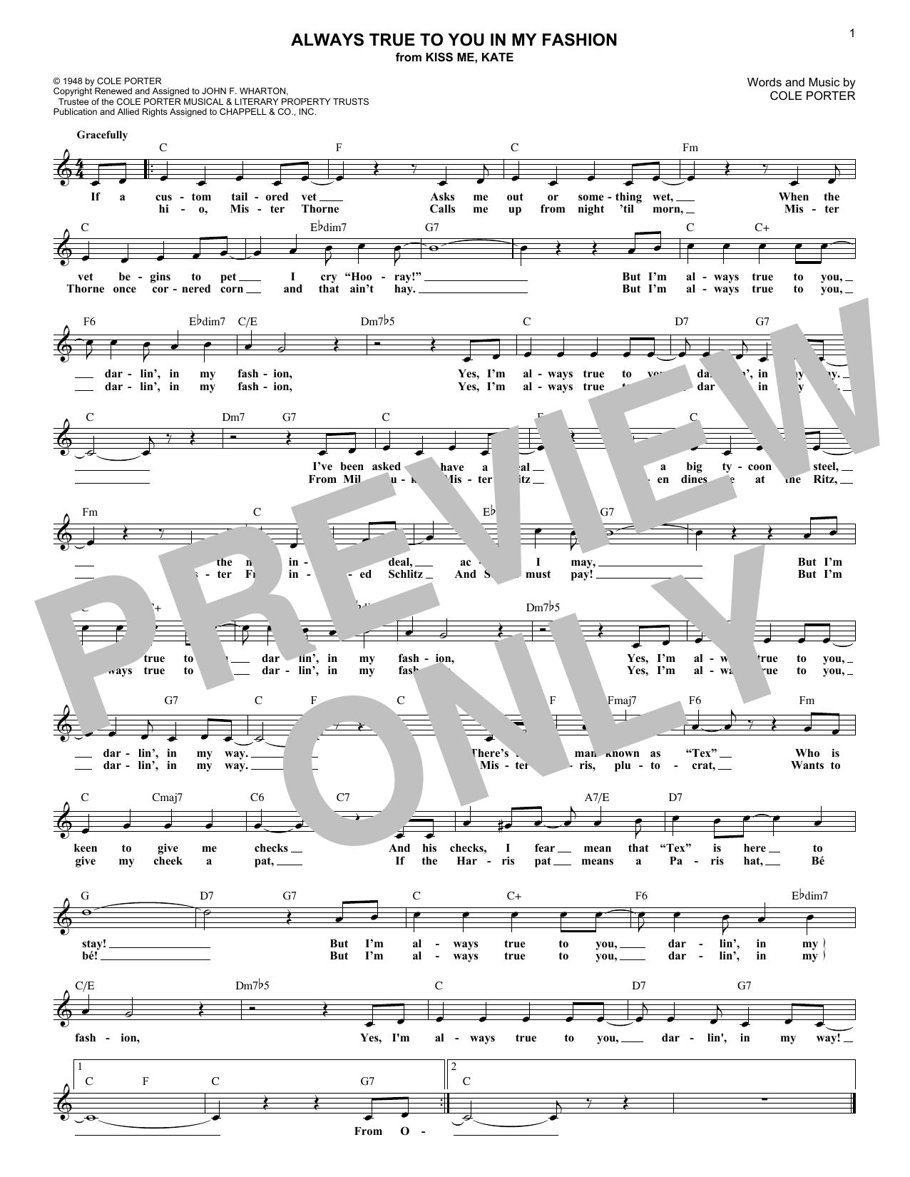 Download Cole Porter Always True To You In My Fashion (from Sheet Music