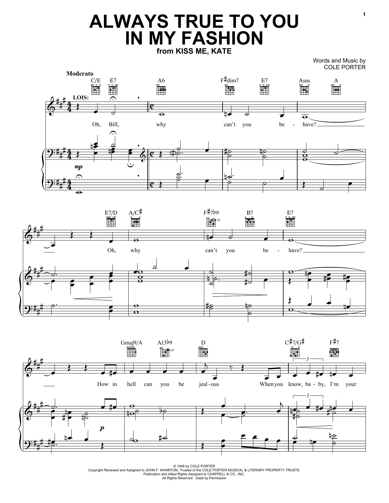 Download Cole Porter Always True To You In My Fashion (from Sheet Music