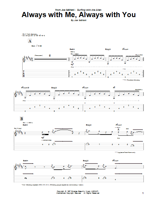 Download Joe Satriani Always With Me, Always With You Sheet Music