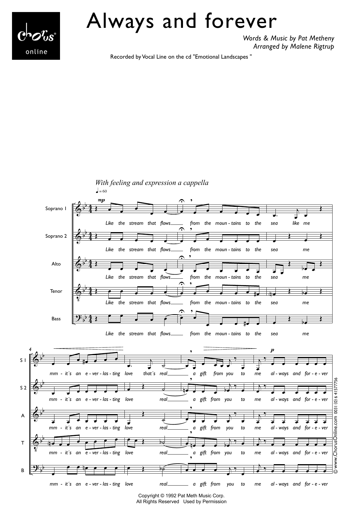 Pat Metheny Always And Forever (arr. Malene Rigtrup) sheet music notes printable PDF score
