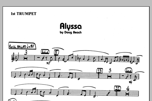 Download Doug Beach Alyssa - 1st Bb Trumpet Sheet Music