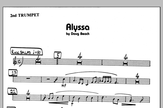 Download Doug Beach Alyssa - 2nd Bb Trumpet Sheet Music