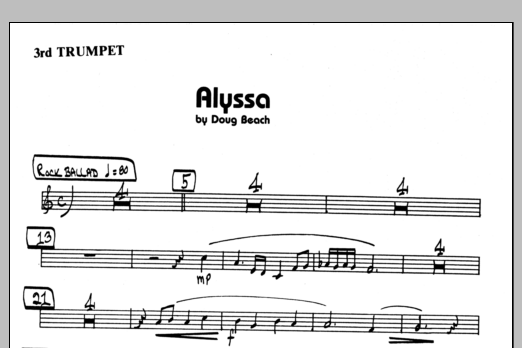 Download Doug Beach Alyssa - 3rd Bb Trumpet Sheet Music
