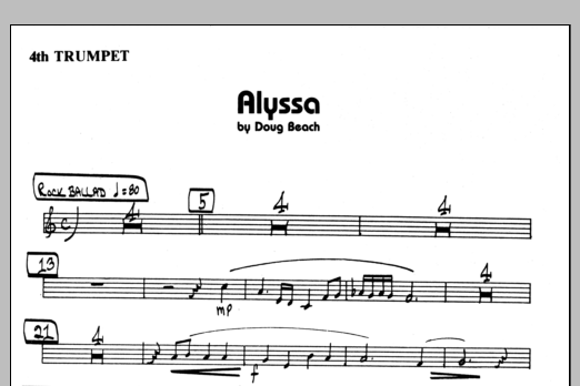 Download Doug Beach Alyssa - 4th Bb Trumpet Sheet Music