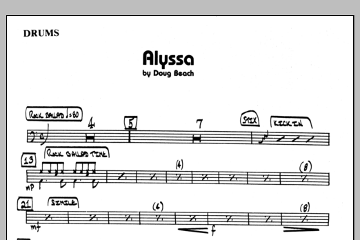 Download Doug Beach Alyssa - Drums Sheet Music
