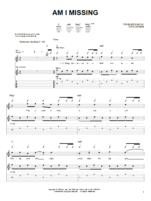 Download Dashboard Confessional Am I Missing Sheet Music