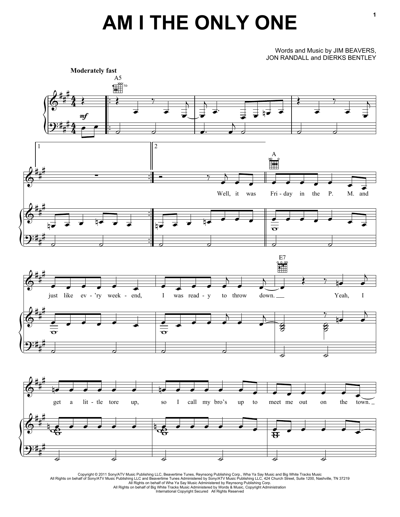 Download Dierks Bentley Am I The Only One Sheet Music