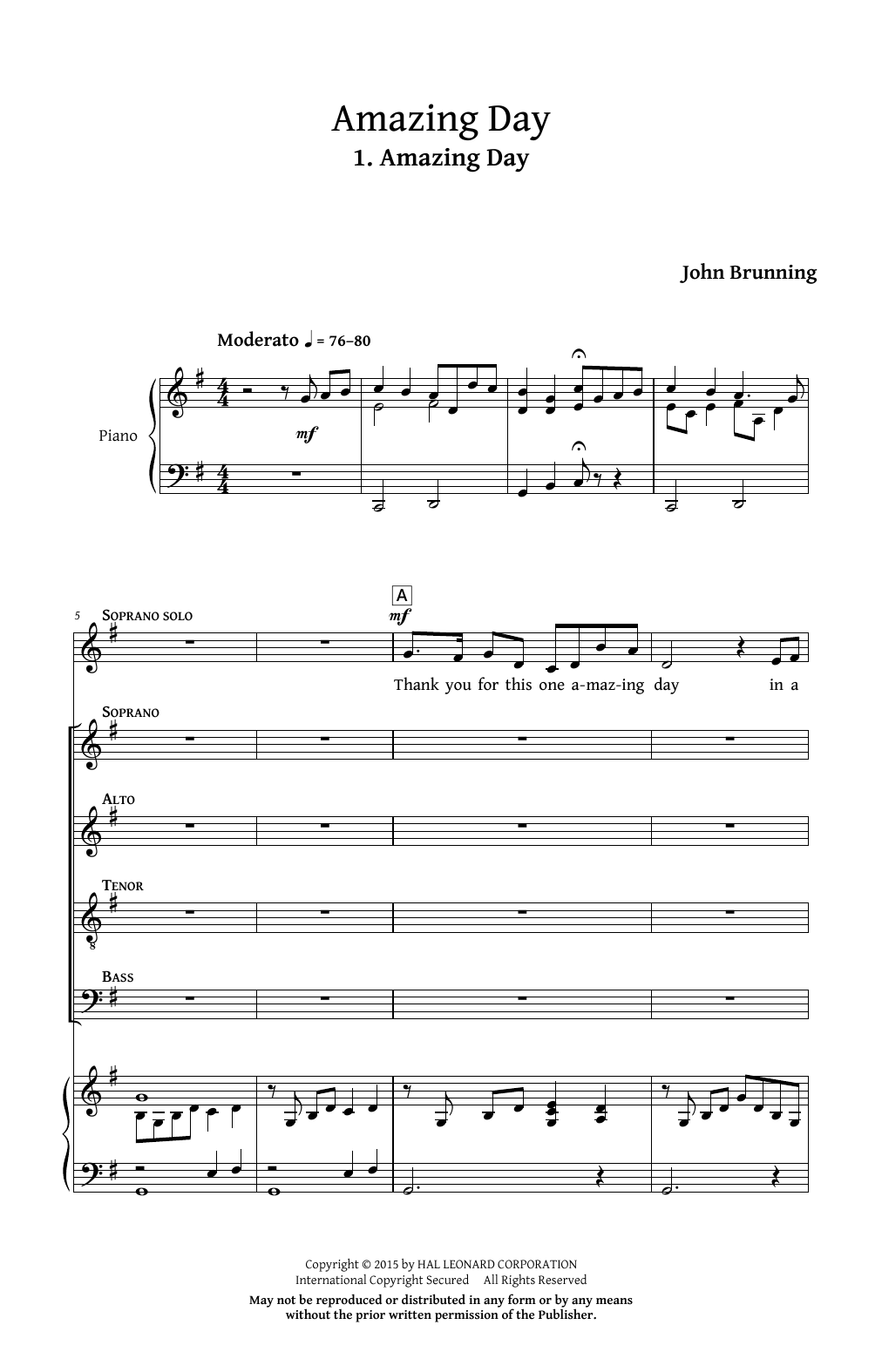 Download John Brunning Amazing Day Sheet Music