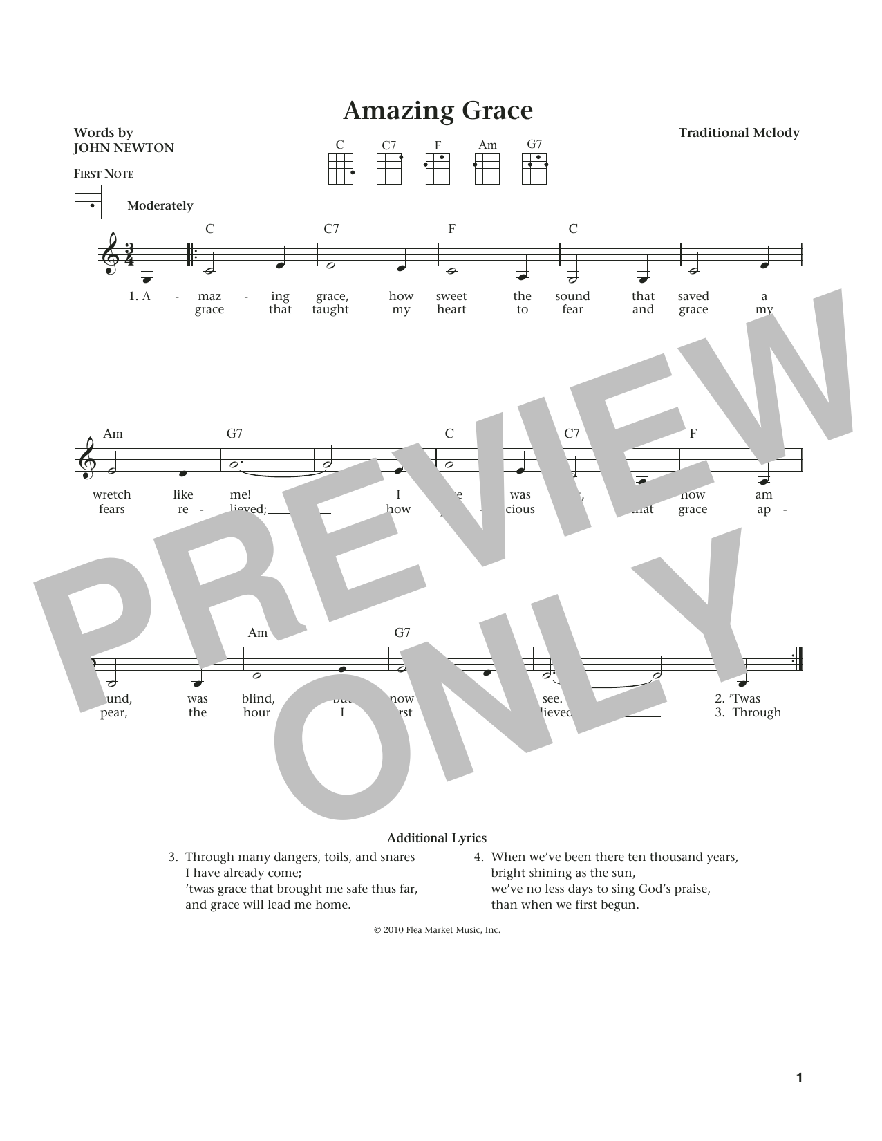 Download Traditional American Melody Amazing Grace (from The Daily Ukulele) Sheet Music