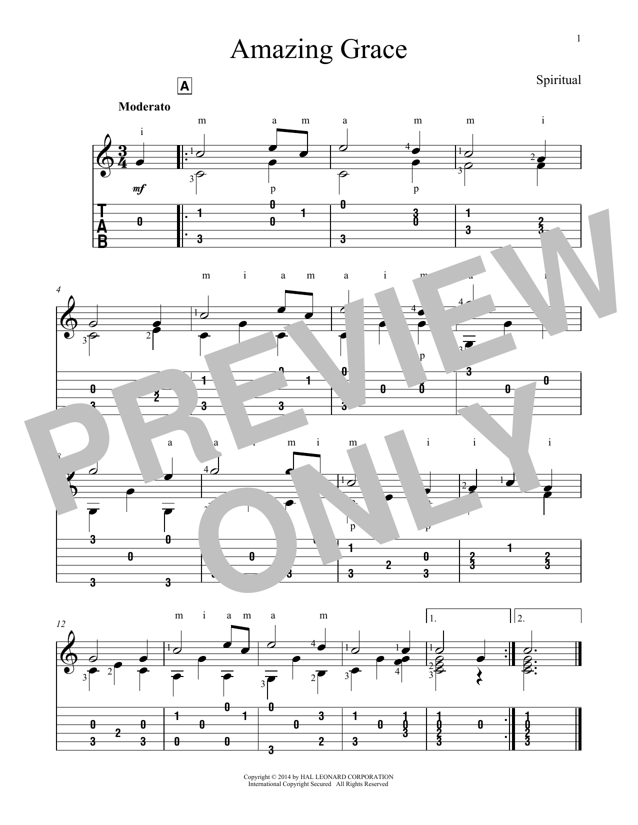 Download Traditional Amazing Grace Sheet Music