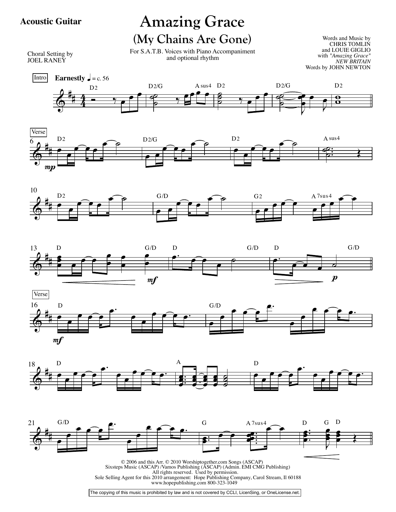 Download Joel Raney Amazing Grace (My Chains Are Gone) - Ac Sheet Music