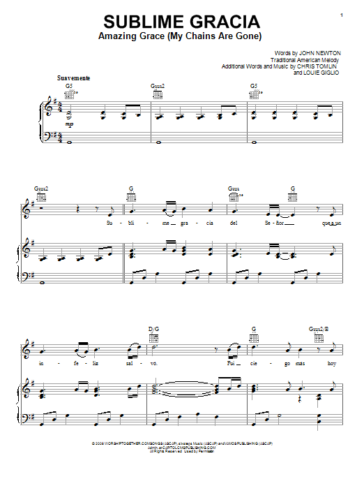 Download Chris Tomlin Amazing Grace (My Chains Are Gone) Sheet Music