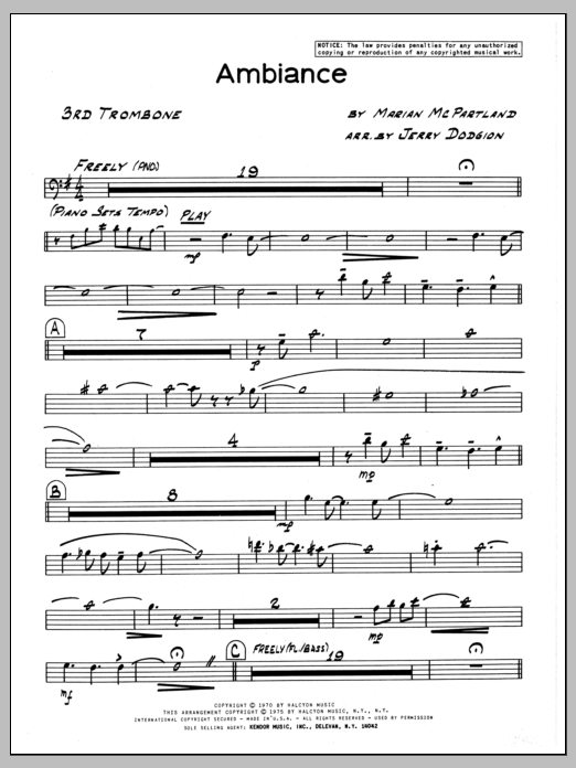 Download Marian McPartland Ambiance - 3rd Trombone Sheet Music