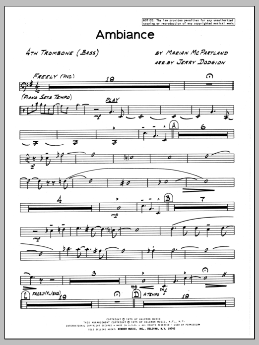 Download Marian McPartland Ambiance - 4th Trombone Sheet Music