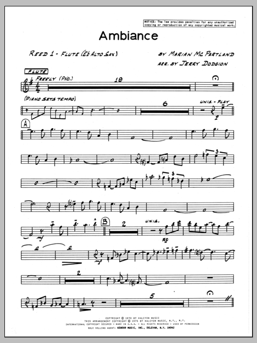 Download Marian McPartland Ambiance - Flute Sheet Music