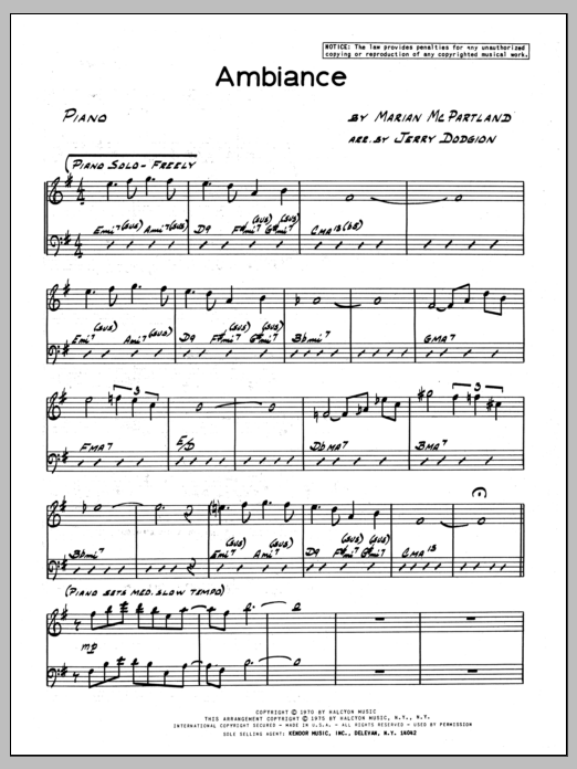 Download Marian McPartland Ambiance - Piano Sheet Music