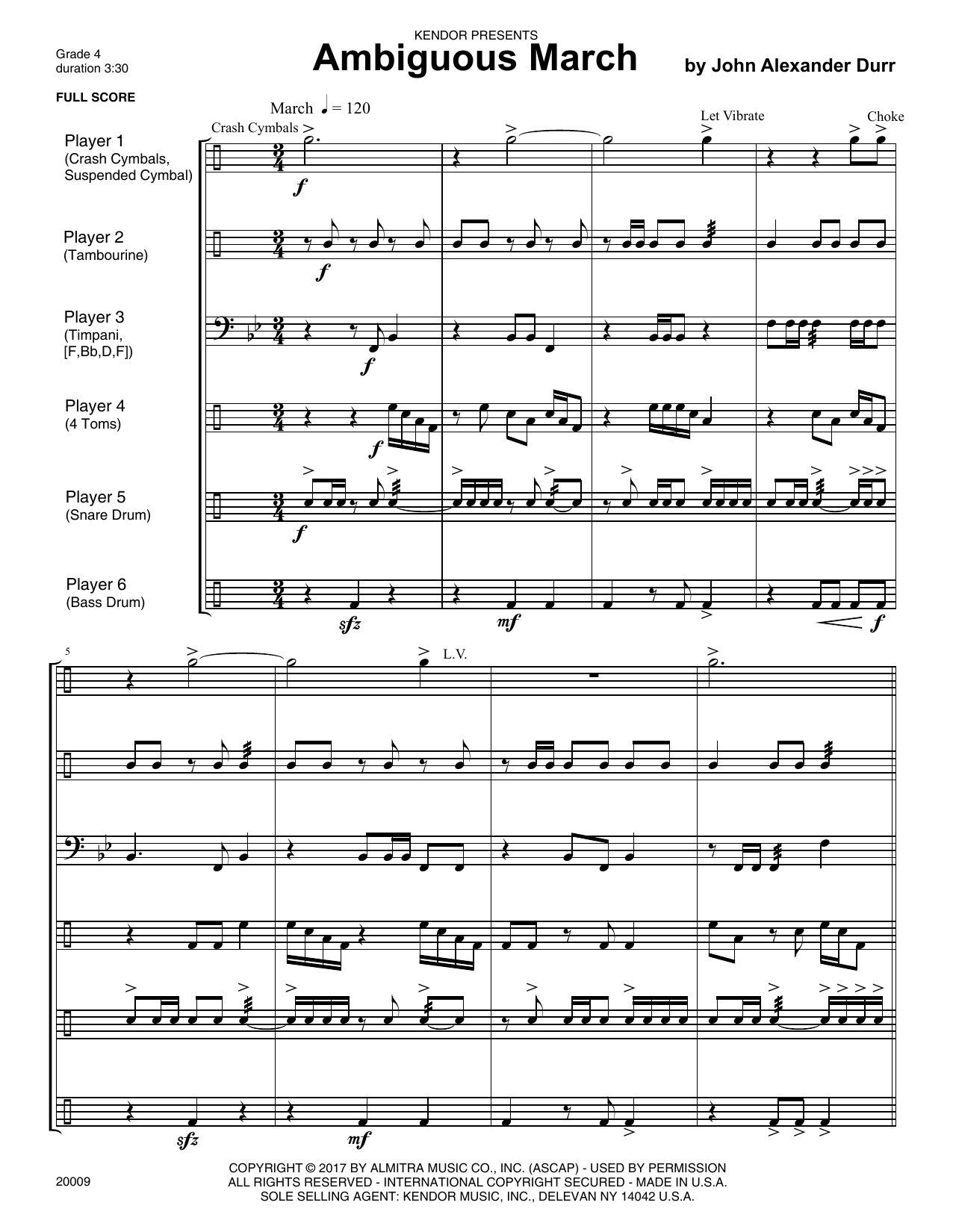 Download John Alexander Durr Ambiguous March - Full Score Sheet Music