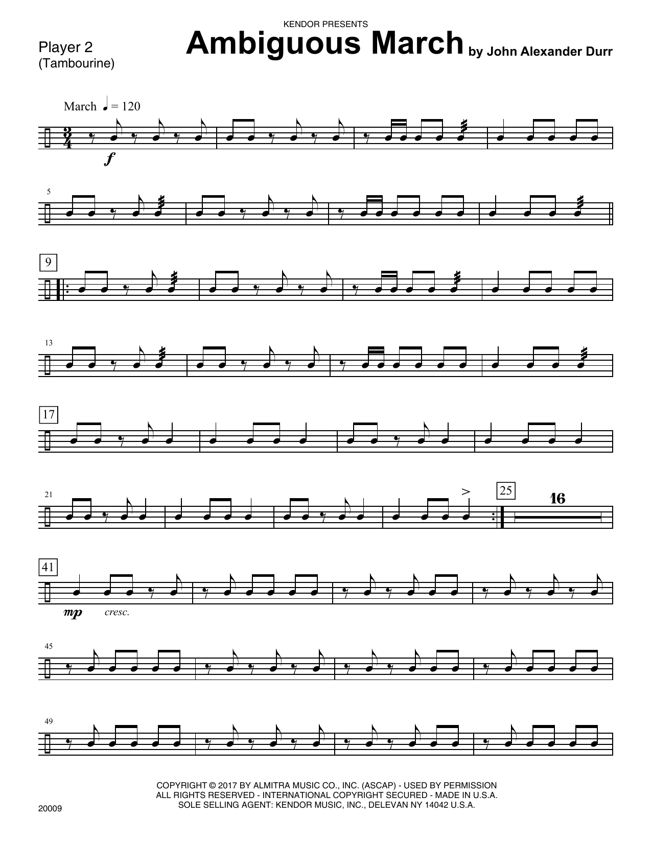 Download John Alexander Durr Ambiguous March - Percussion 2 Sheet Music