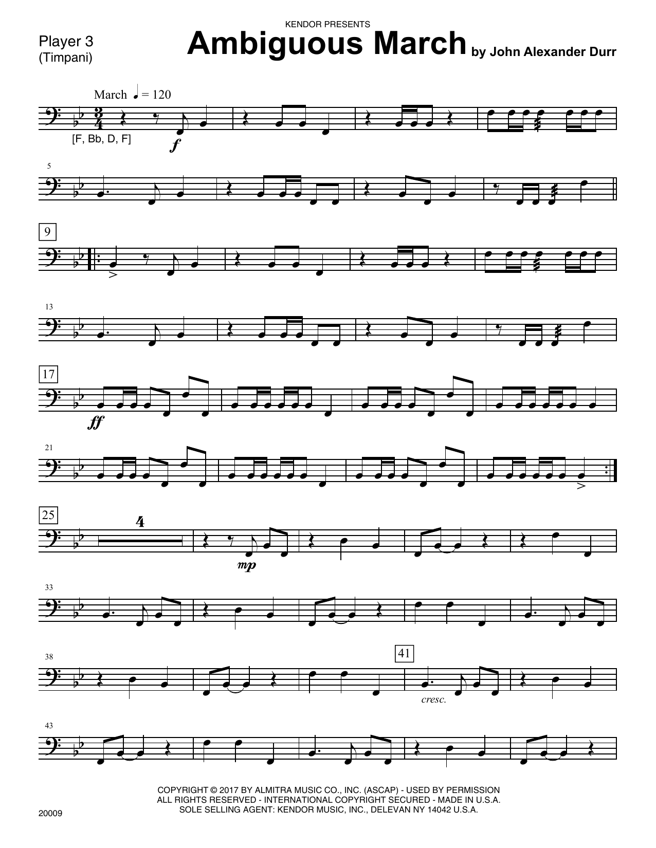 Download John Alexander Durr Ambiguous March - Percussion 3 Sheet Music