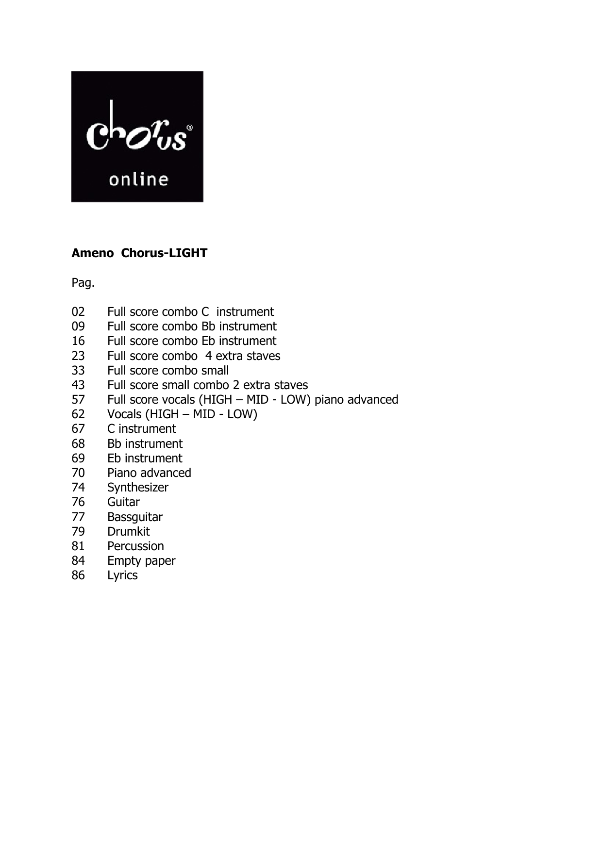 Era Ameno (arr. Frank de Vreeze) sheet music notes printable PDF score