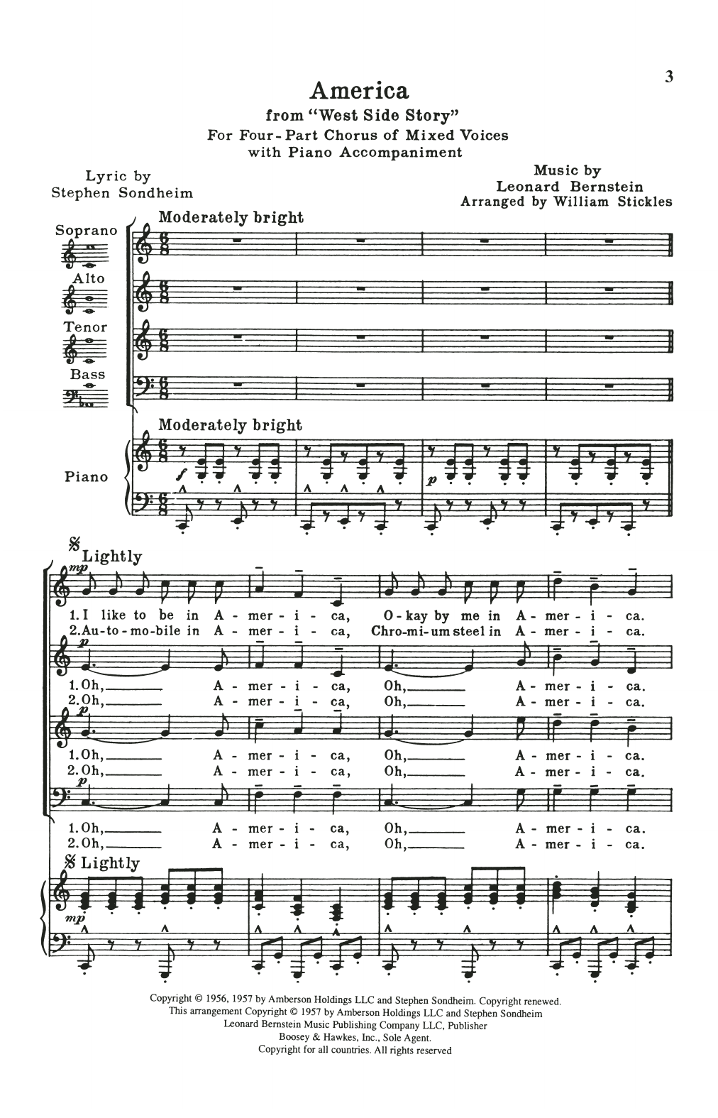 Download Leonard Bernstein America (from West Side Story) (arr. Wi Sheet Music