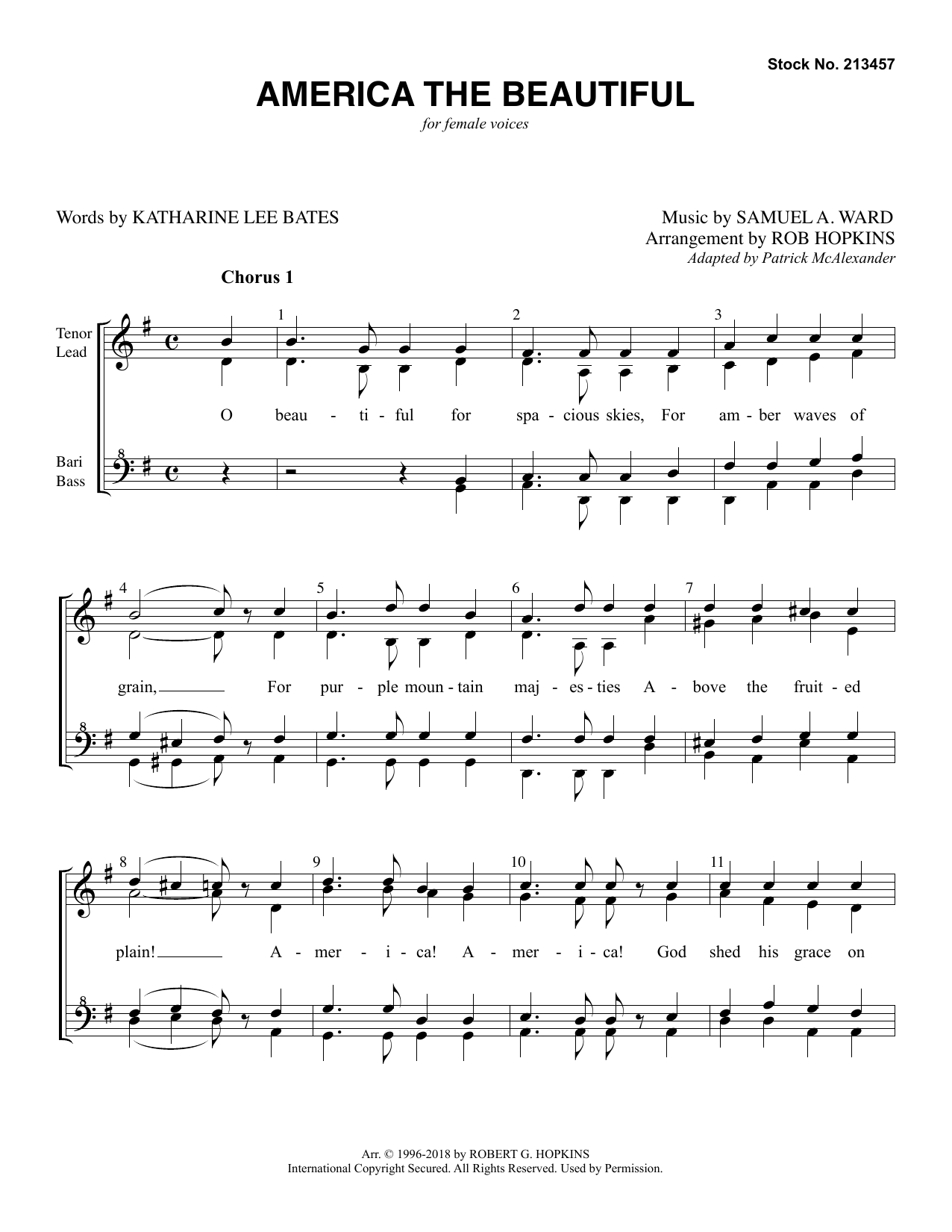 Download Katharine Lee Bates America, The Beautiful (arr. Rob Hopkin Sheet Music
