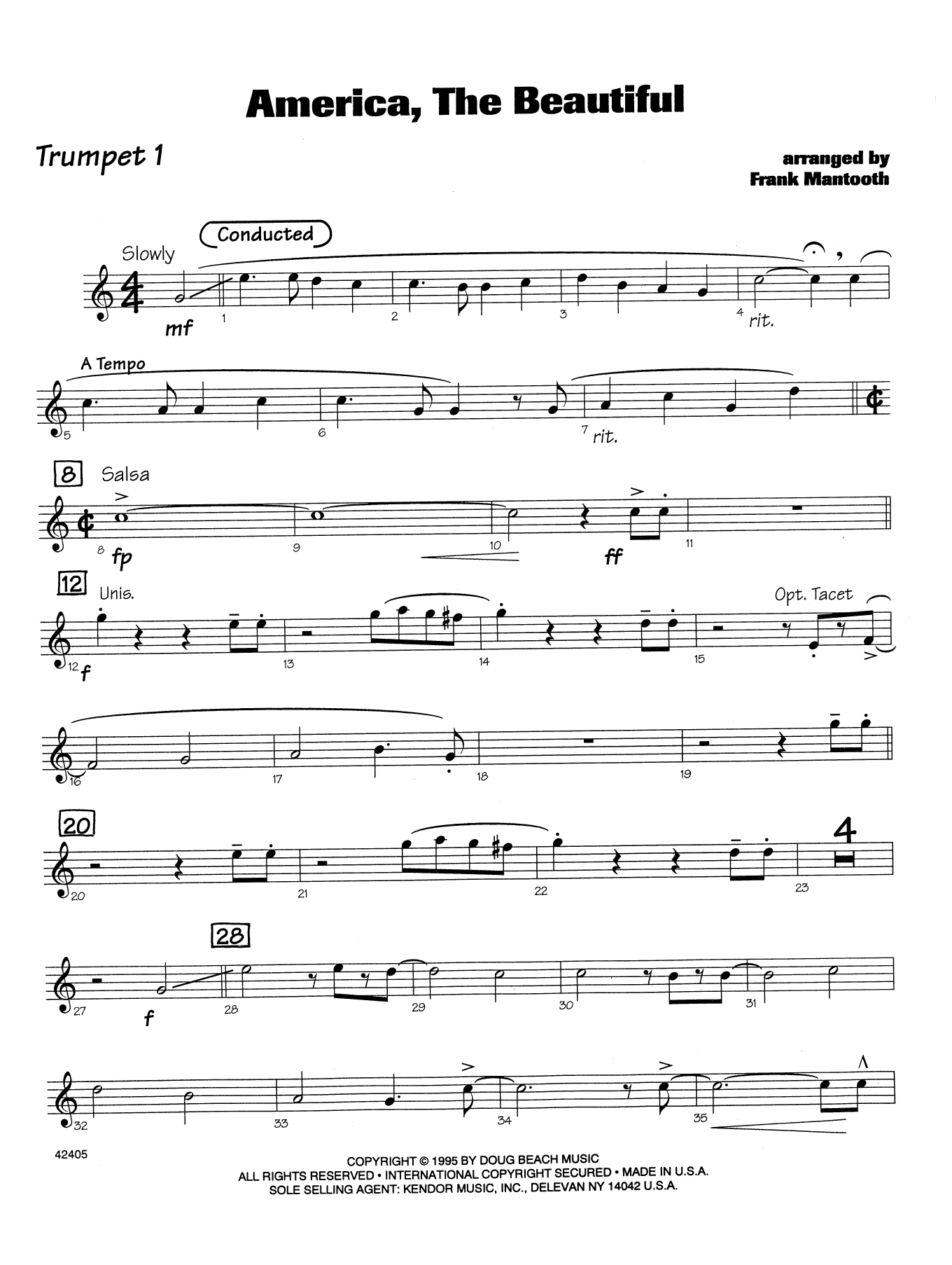 Download Frank Mantooth America, the Beautiful - 1st Bb Trumpet Sheet Music