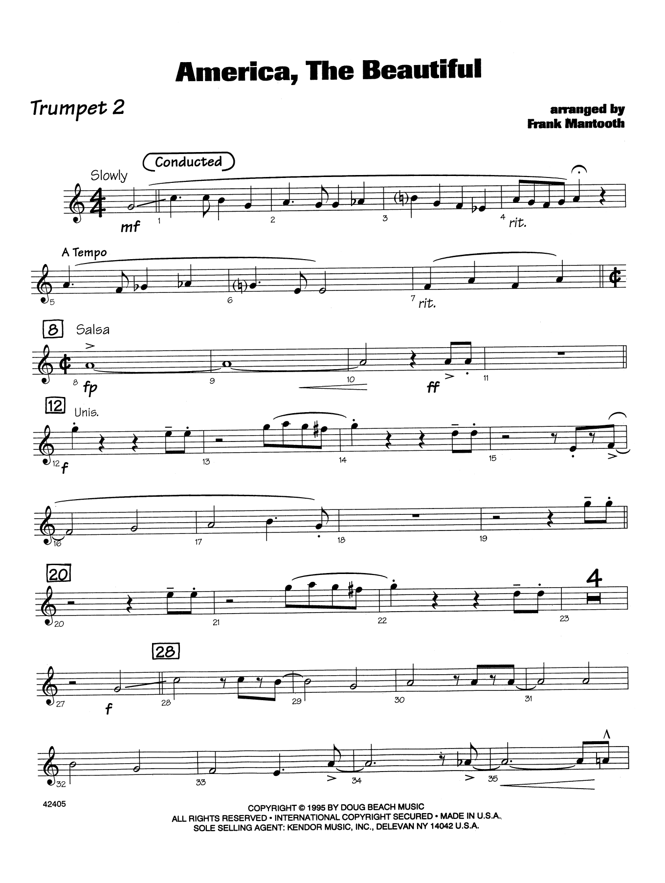 Download Frank Mantooth America, the Beautiful - 2nd Bb Trumpet Sheet Music