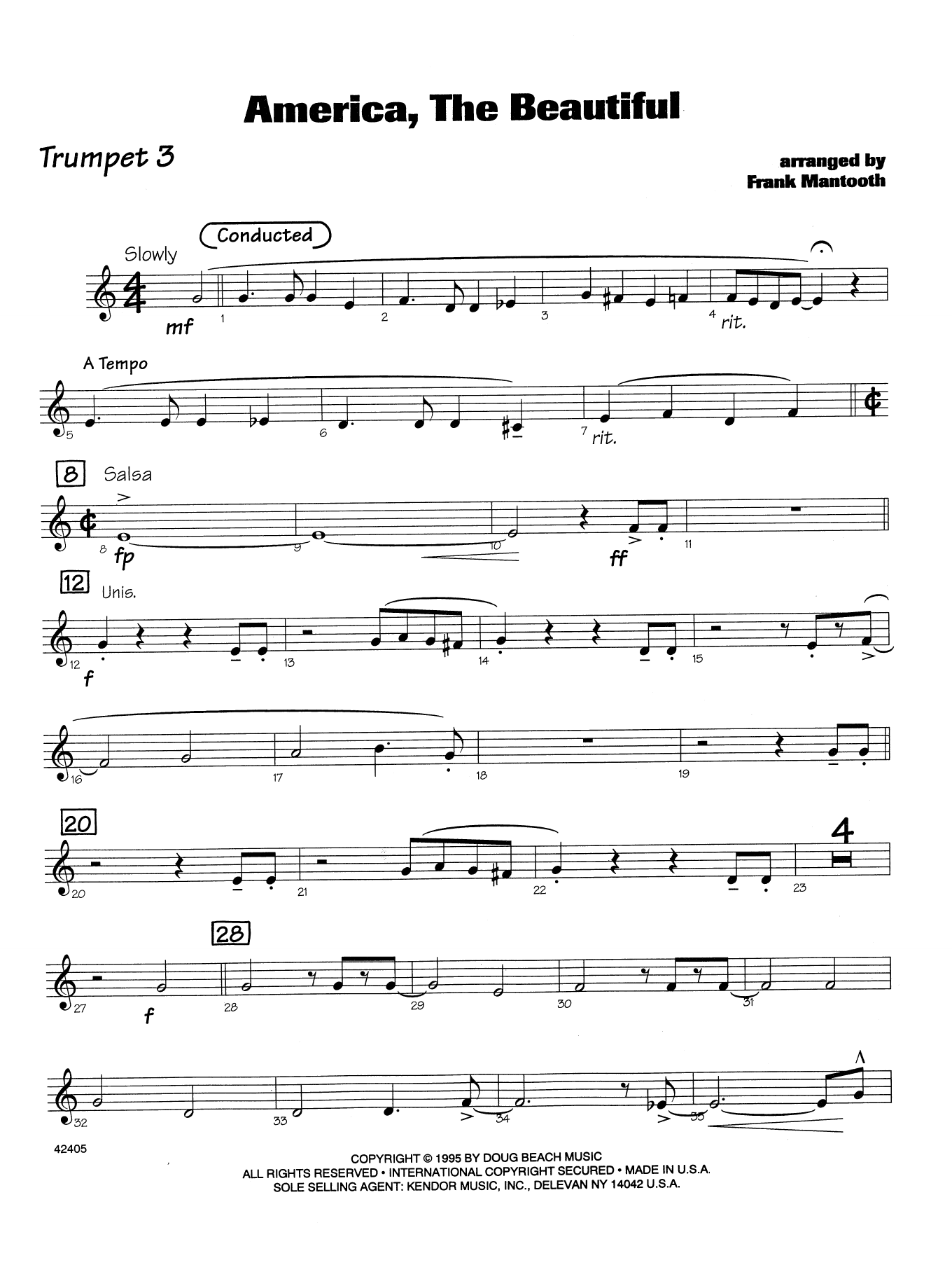 Download Frank Mantooth America, the Beautiful - 3rd Bb Trumpet Sheet Music