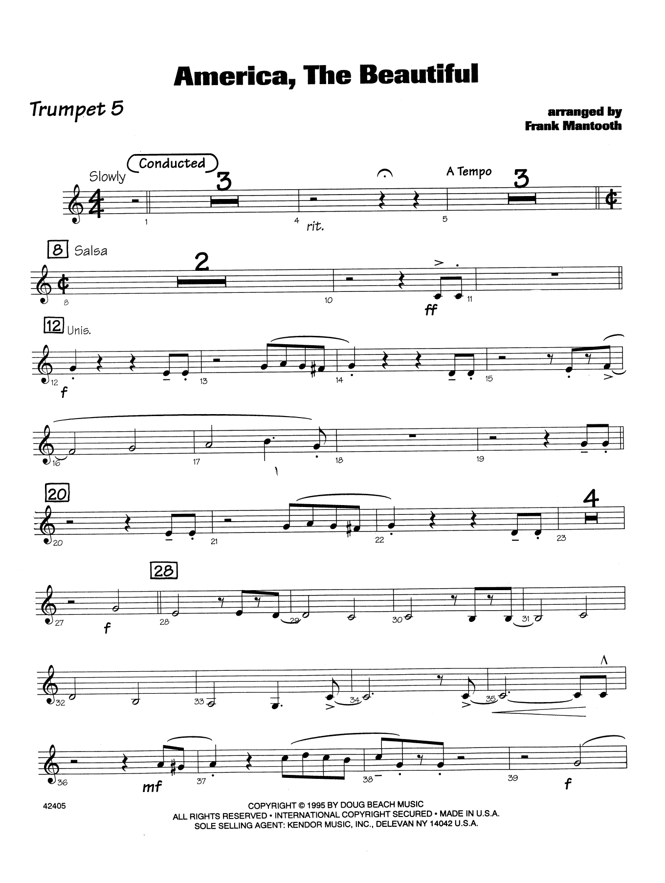 Download Frank Mantooth America, the Beautiful - 5th Bb Trumpet Sheet Music