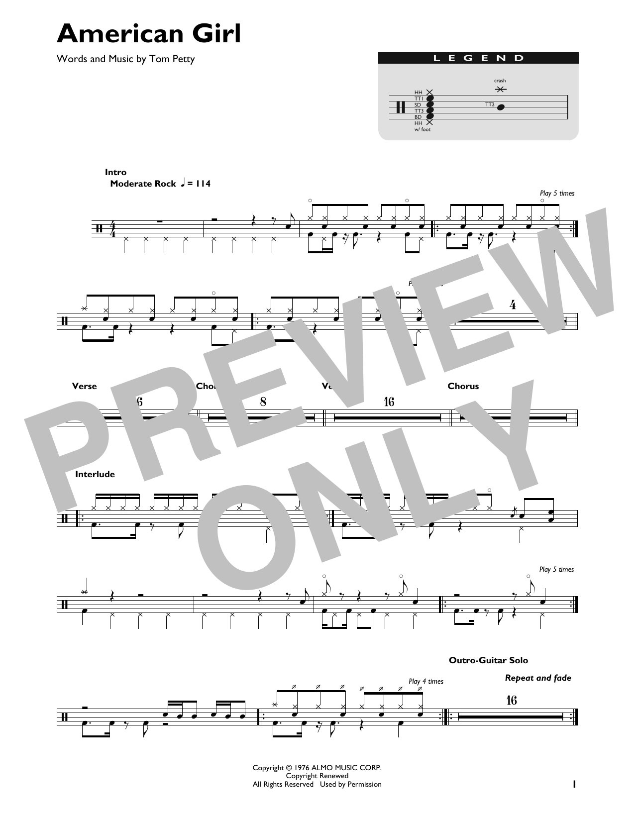 Download Tom Petty and the Heartbreakers American Girl Sheet Music