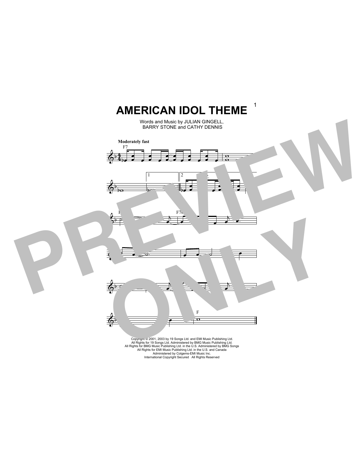 Download Barry Stone American Idol Theme Sheet Music