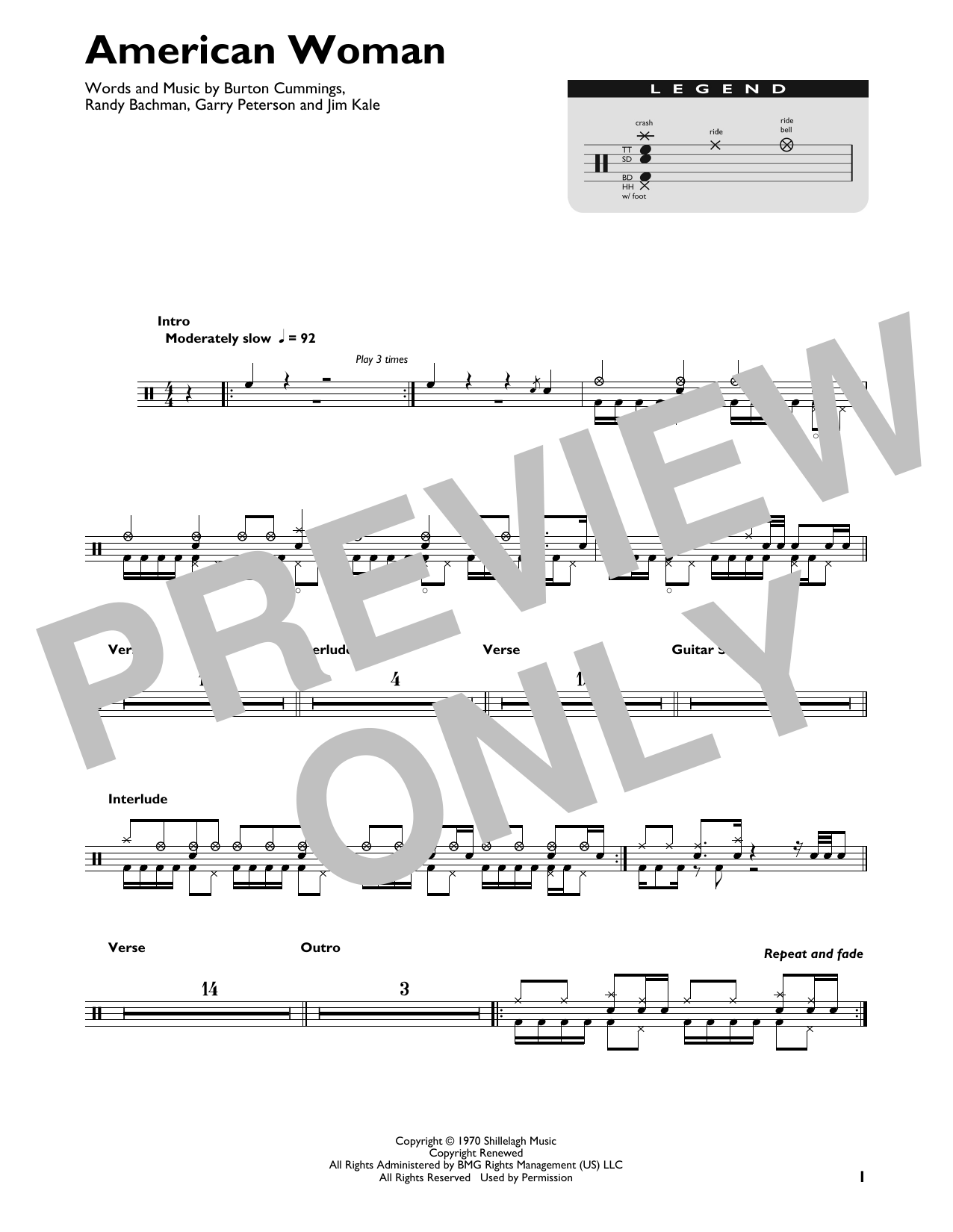 Download The Guess Who American Woman Sheet Music