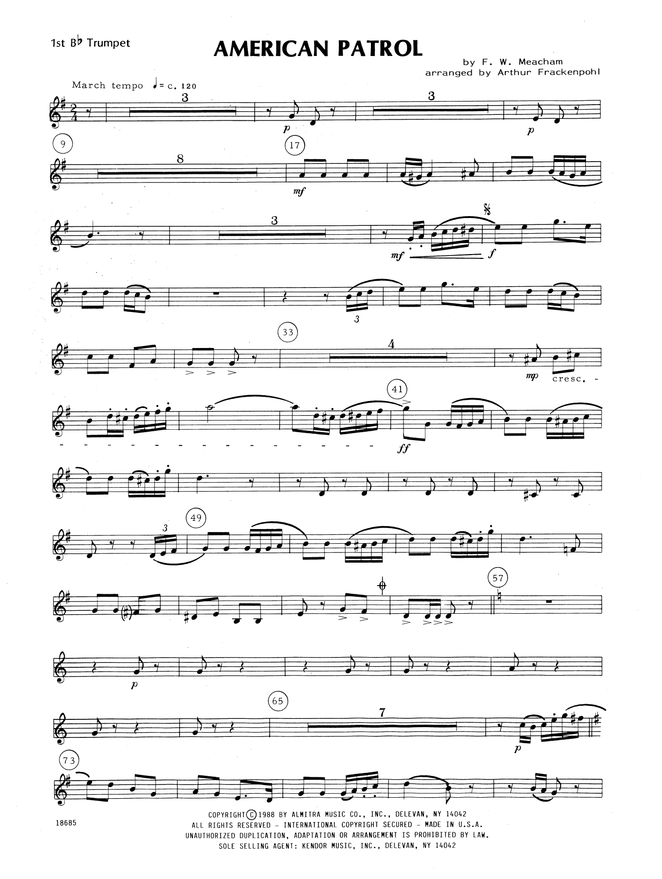 Download Meacham American Patrol - 1st Bb Trumpet Sheet Music